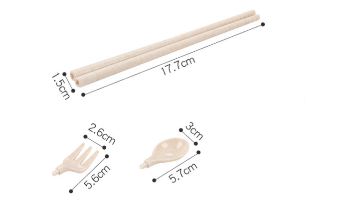 Drie-Laags Lunchdoos Set met Bestek van Wheat Straw (Tarwe stro) Bundelkorting!