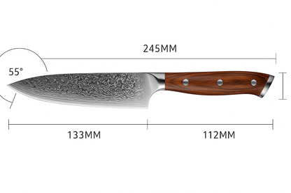 Damasharp 5 Pro - Damascus stalen keukenmes.